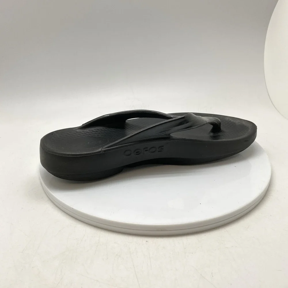 Oofos Oolala Recovery Sandals Womens 9 Black Flip Flops Slip On‎ Thong Comfort